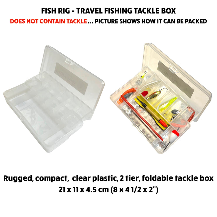 FISH RIG TACKLE BOX - Perfect size, 2 tier box for the travel angler (Empty, no tackle)