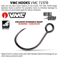 Exclusive. VMC Lure Replacement Hookset + Case. 36 Barbless Single Hooks.  6 x #1, #2, #4, #6, #8, #10