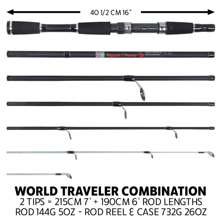 World Traveller Rod-Reel-Case + 2 tips 215+190cm (7&