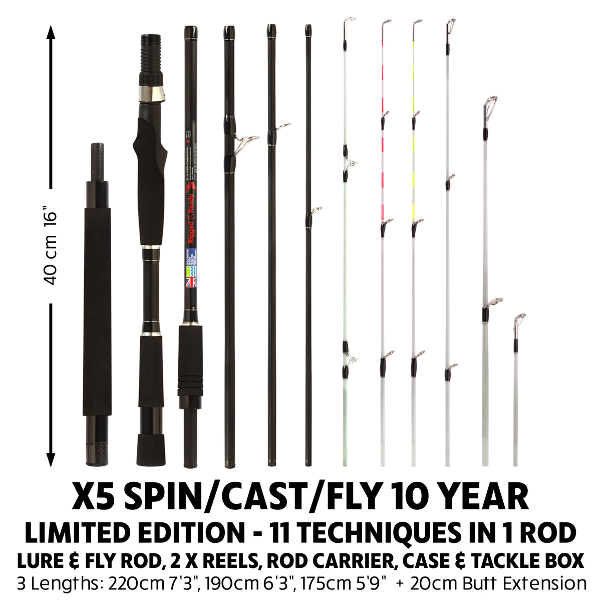 X5 Lure 10 Year Ltd Edition - Spin, Baitcast, Fly - 1 Rod 11 Techniques