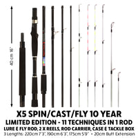 X5 Lure 10 Year Ltd Edition - Spin, Baitcast, Fly - 1 Rod 11 Techniques