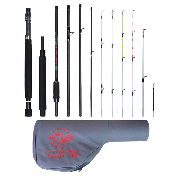 X5 Explorer. Limited Edition by Adventure Fishing UK + Rigged and Ready  6-in-1 Fishing Rod