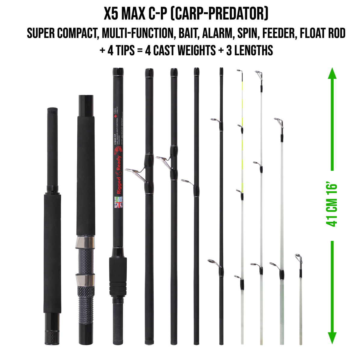 X Max Fishing Rod Combination. Multi-Function Powerful Predator & Carp, Spin, Feeder, Float Rod, Reel and Case