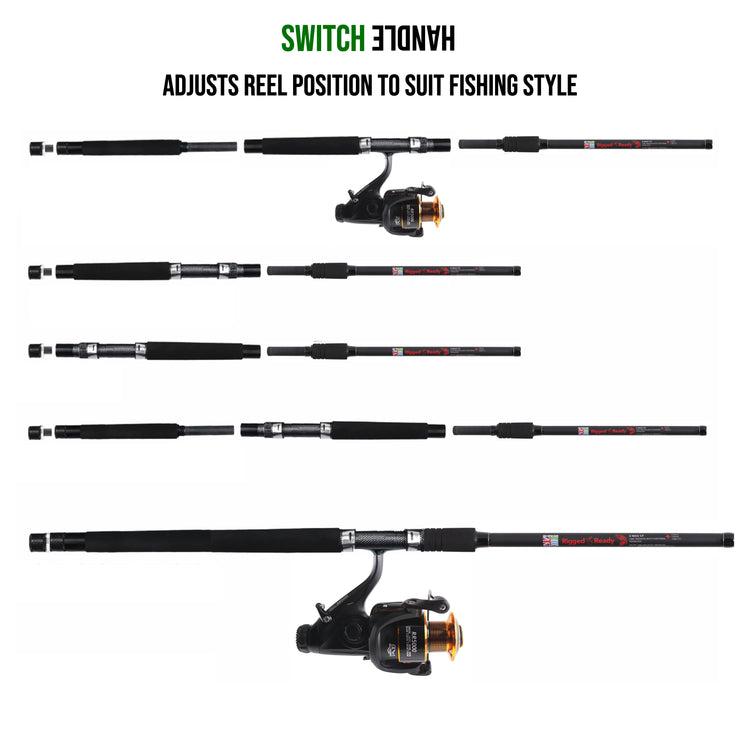 X MAX C-P (CARP-PREDATOR) Fishing Rod, Reel + Case Combination. Bait, Alarm, Spin, Lure, Feeder, Float Rod, Dead Bait Rod. 3 Lengths, 4 tips, 4 Cast Weights