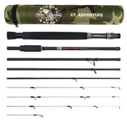 X5 Fishing Rod. Multi-Function, Super-Compact Spin-Fly Travel Rod. 1 rod 5 fishing techniques. 2.2m (7’) + 1.9m (6') lengths