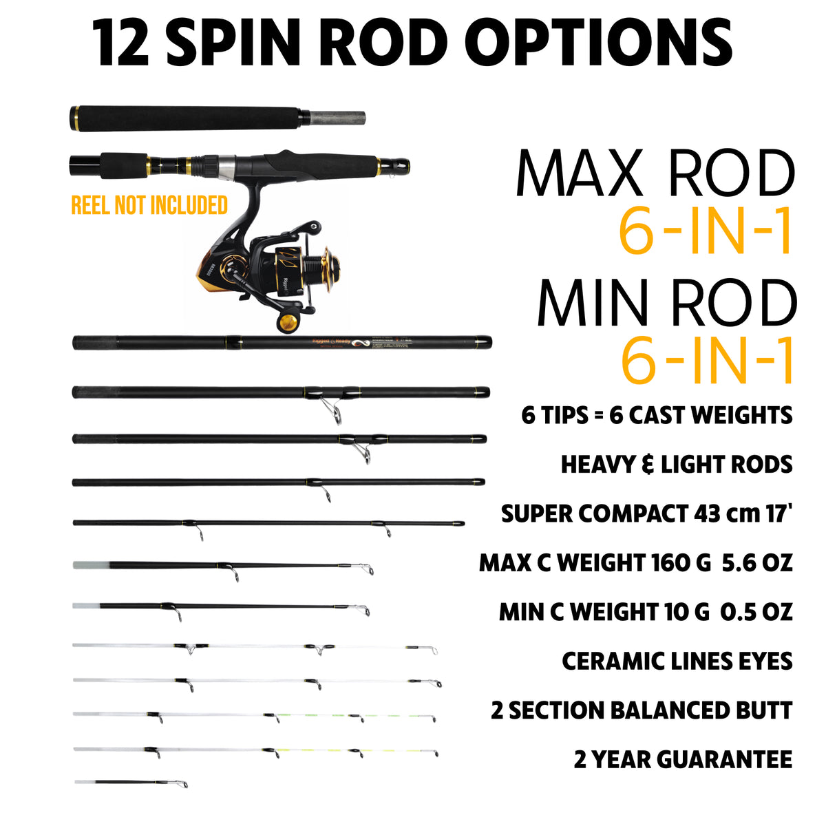 X Ultimate. Compact Spinning-Baitcast-Fly Travel Fishing Rod. 25-in-1 Combination Rods