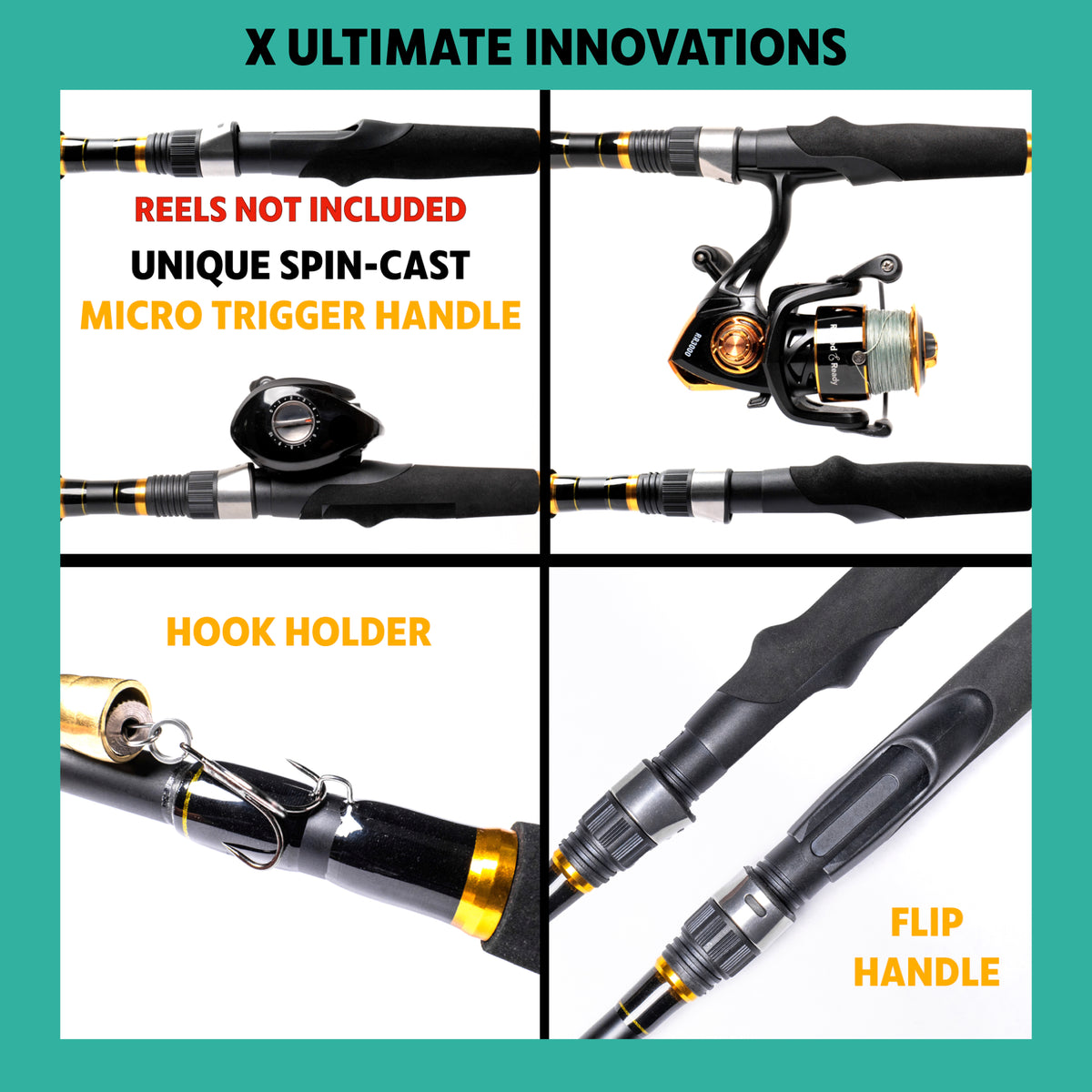 X Ultimate. Compact Spinning-Baitcast-Fly Travel Fishing Rod. 25-in-1 Combination Rods