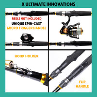 X Ultimate. Compact Spinning-Baitcast-Fly Travel Fishing Rod. 25-in-1 Combination Rods