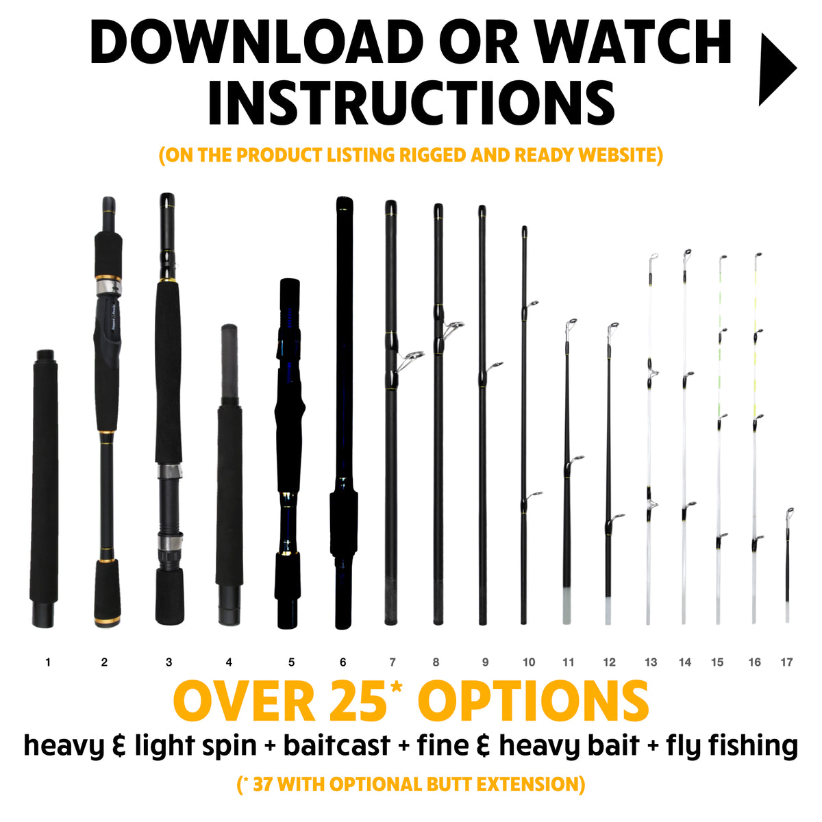 X Ultimate. Compact Spinning-Baitcast-Fly Travel Fishing Rod. 25-in-1 Combination Rods