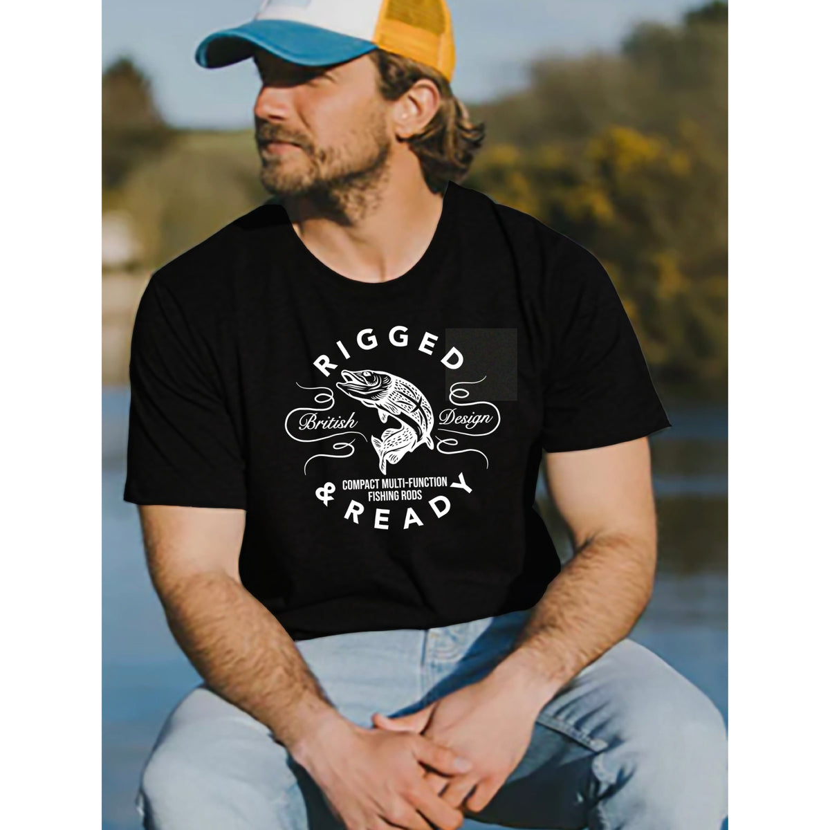 RIGGED AND READY LOGO T-SHIRT- BLACK FRONT WHITE LOGO