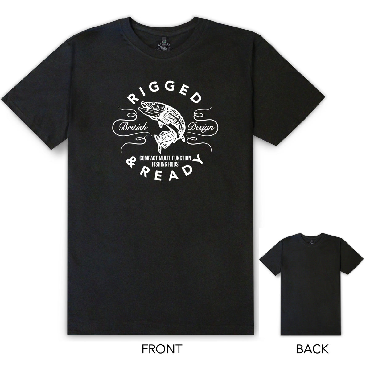 RIGGED AND READY LOGO T-SHIRT- BLACK FRONT WHITE LOGO