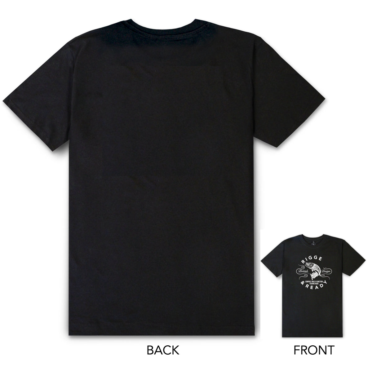 RIGGED AND READY LOGO T-SHIRT- BLACK FRONT WHITE LOGO