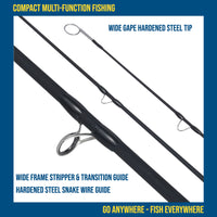 FLY 2-IN-1 Travel Fly Rod. 2 Handles. Hi-Modulus Carbon 8 Sections 9ft #6 + 7ft #4