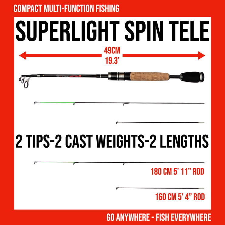 Fish Rig 180. Super LIghtweight Tele Rod With 2 Tips – Rigged and
