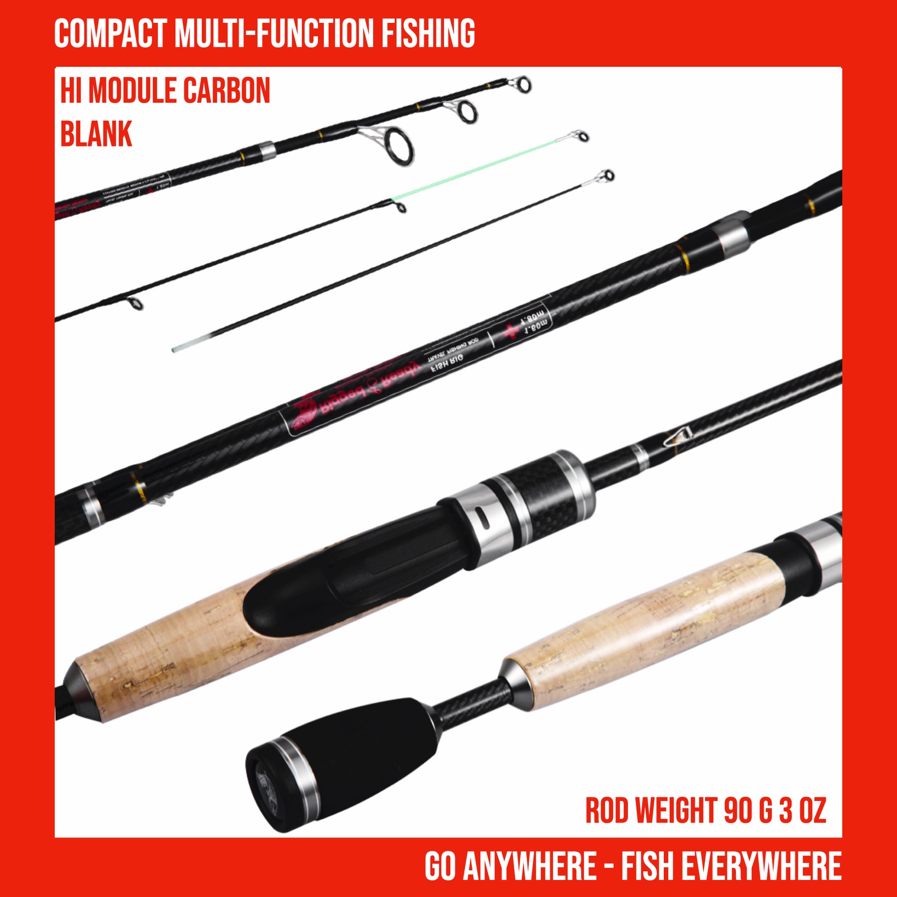 Fish Rig 180 Super LIghtweight Tele Rod + 2 tips = 180 5'11 & 160cm 5'4 –  Rigged and Ready
