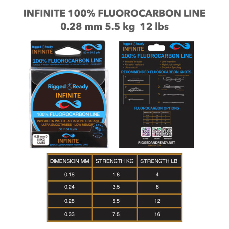 Infinite Fluorocarbon 12 lb - 5.5 kg 100% Fluorocarbon fishing