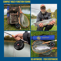 FLY 2-IN-1 Travel Fly Rod. 2 Handles. Hi-Modulus Carbon 8 Sections 9ft #6 + 7ft #4