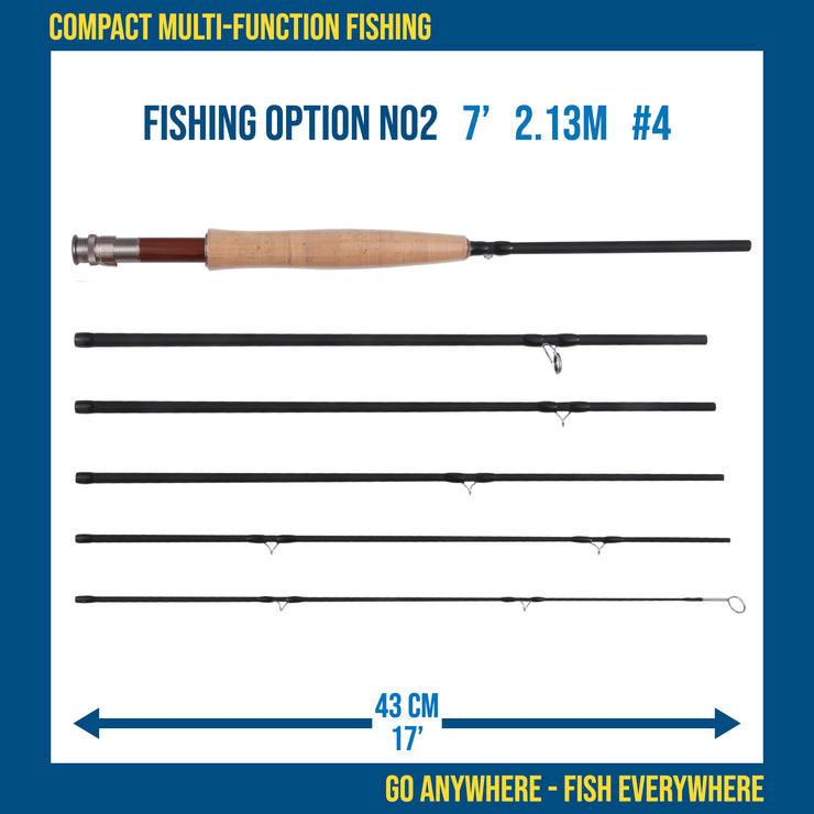 2-IN-1 Travel Fly Rod. 2 Handles. Hi-Modulus Carbon 8 Sections 9ft 