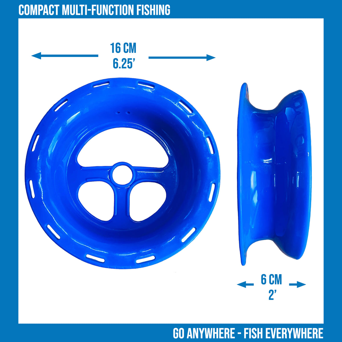 Hand Caster 16cm 6 1/4" Ring-finger holes-Fishing-Kite Fly-Christmas lights (no line)