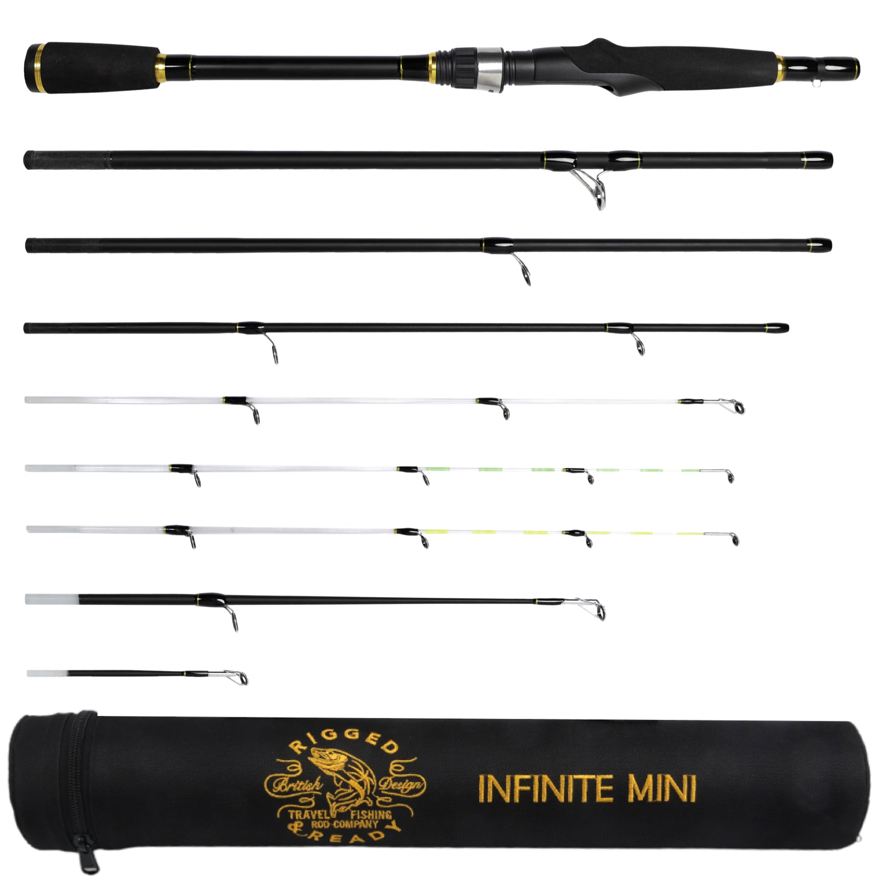 Infinite Mini. Spinning-Baitcast Travel Fishing Rod. (10-in-1