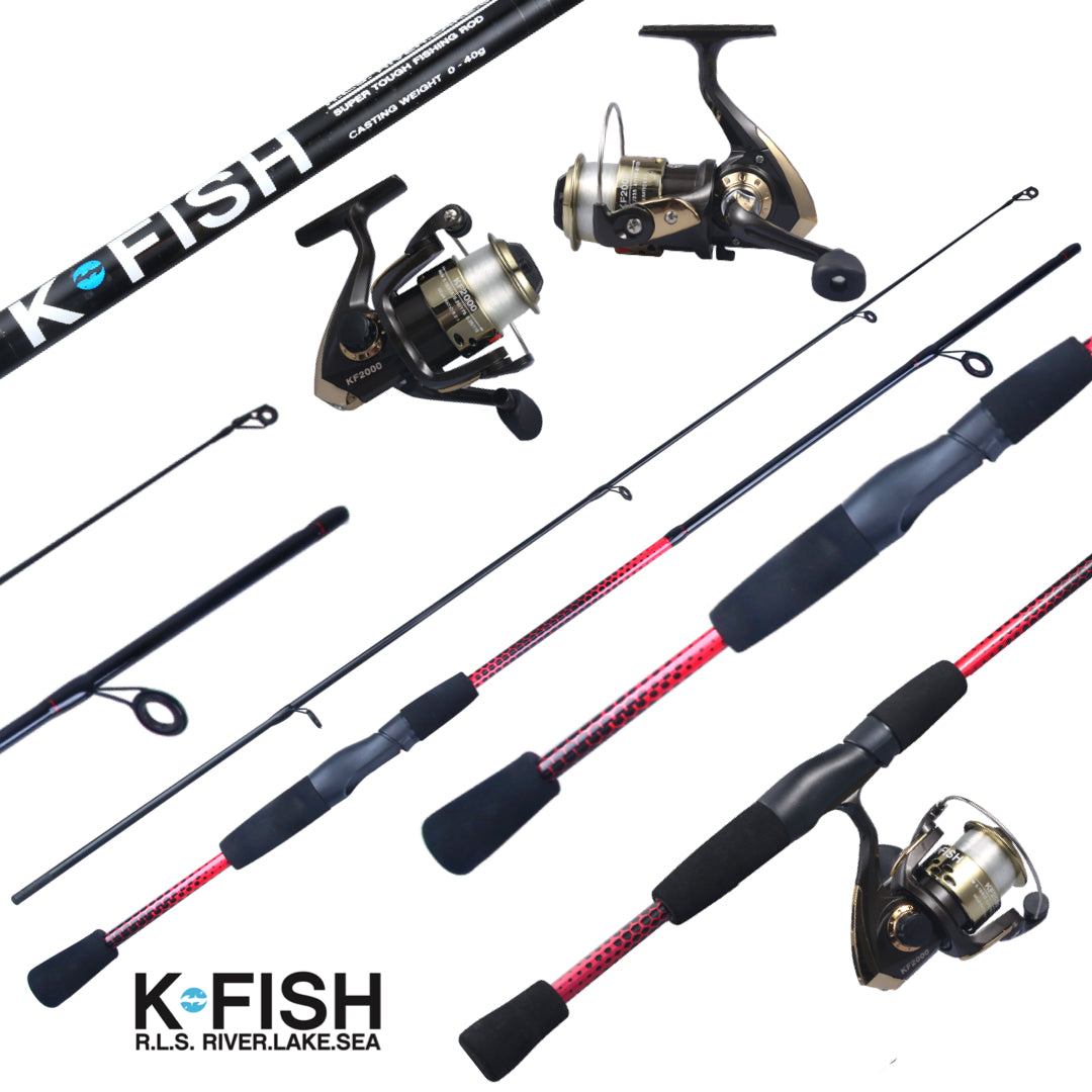 K-Fish Starter Fishing Set  Rod Reel Tackle Box & Handy Guide