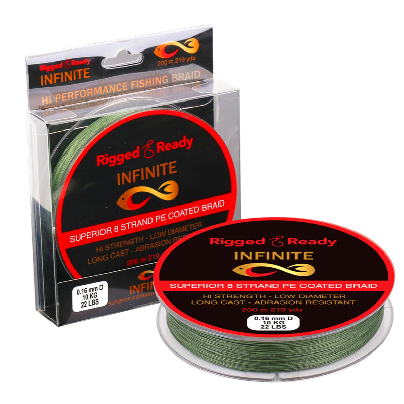 Infinite Braid Fishing Line 10 kg 22 lb strand PE coated Line 200m