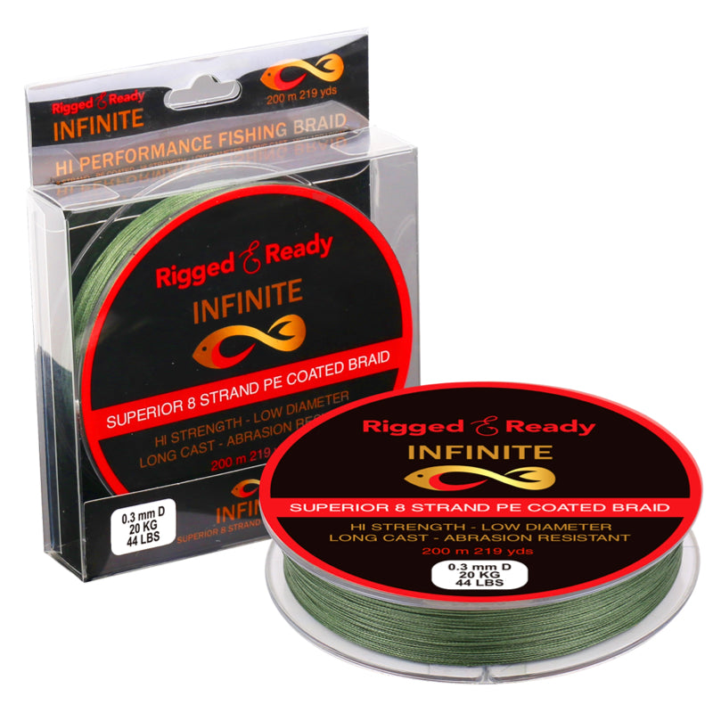 Infinite Braid 20 kg 44 lb Hi-Performance Braided PE 200 m s