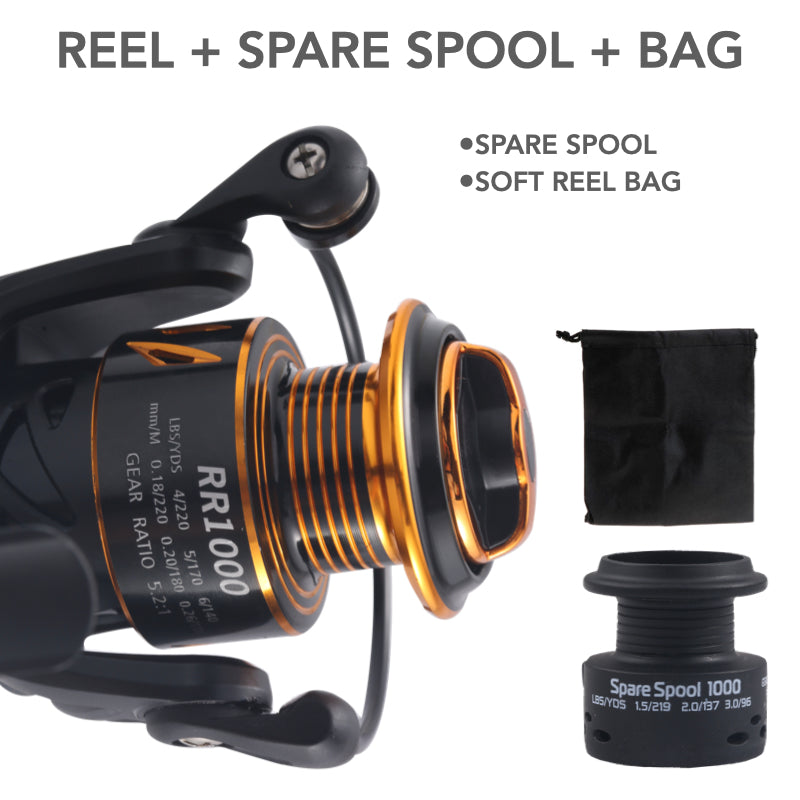 Reel - RR 1000 spin reel. Salt protected. 4+1 bearing. Spare spool + b –  Rigged and Ready