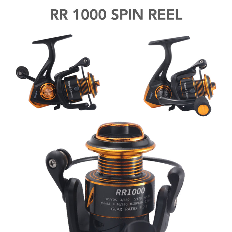 Reel - RR 1000 spin reel. Salt protected. 4+1 bearing. Spare spool + bag