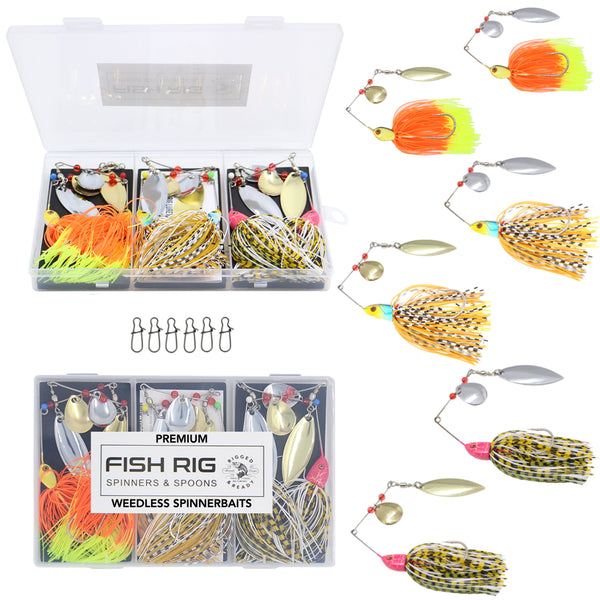 6 Weedless Spinner Bait Set Fish Rig 100% Barbless – Rigged and Ready