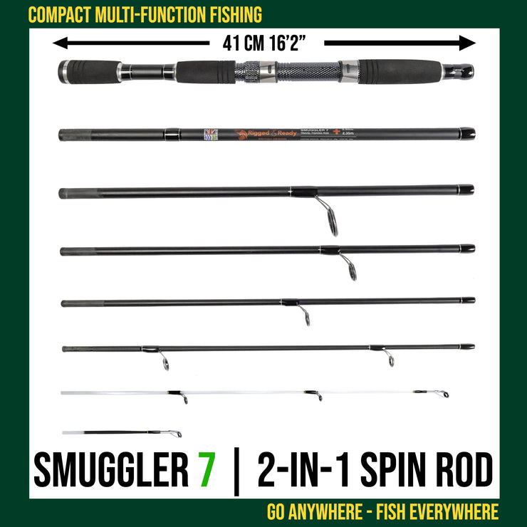 Smuggler 7 Powerful Compact Travel Rod +2 tips. 260+235cm fishing options