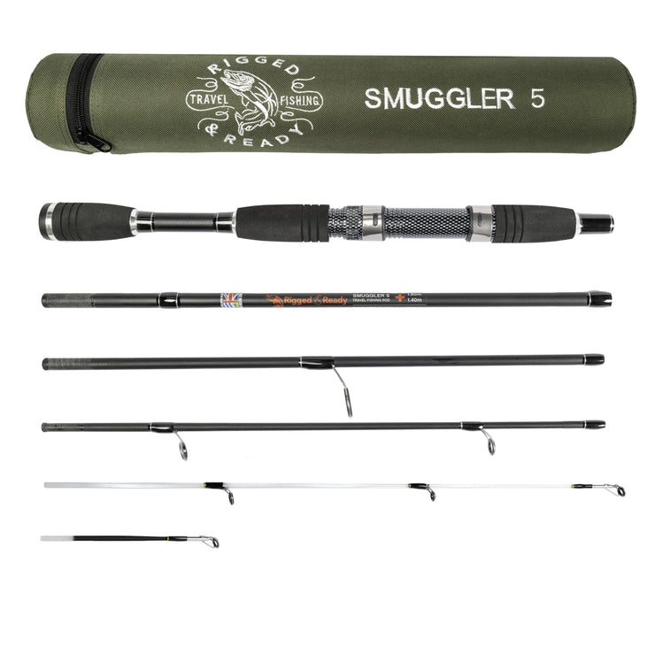 Travel Rods  Smuggler 5 160+140cm Compact Travel Fishing Rod+2 tips –  Rigged and Ready