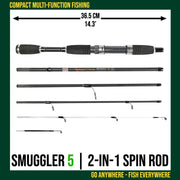 Smuggler 5 Compact Travel Rod & Case + 2 Tips 140+160cm Rod Options
