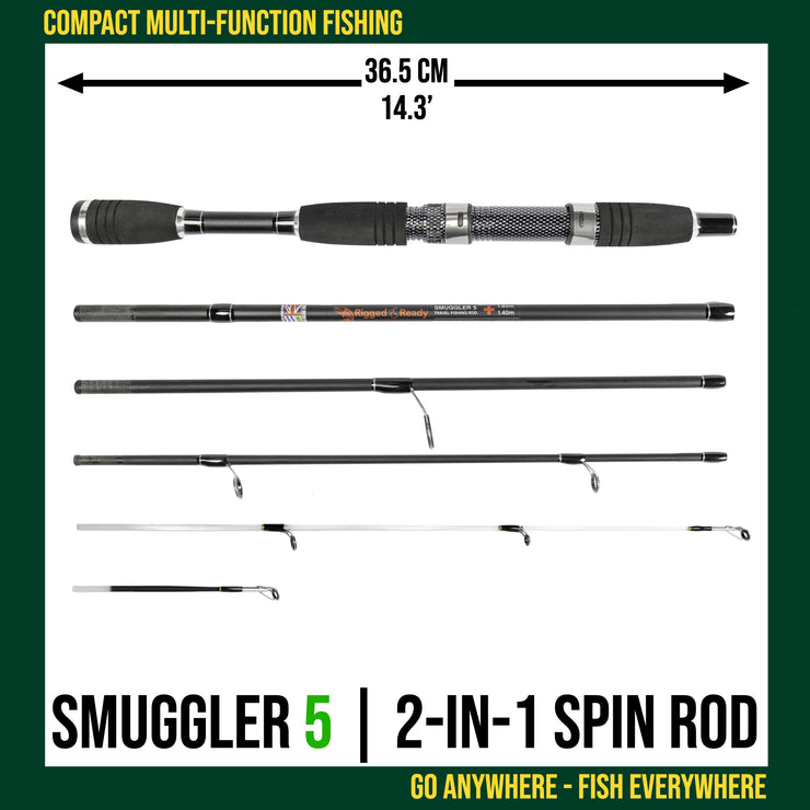 Smuggler 5 Compact Travel Rod & Case + 2 Tips 140+160cm Rod Options