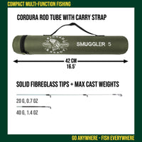 Smuggler 5 Compact Travel Rod & Case + 2 Tips 140+160cm Rod Options