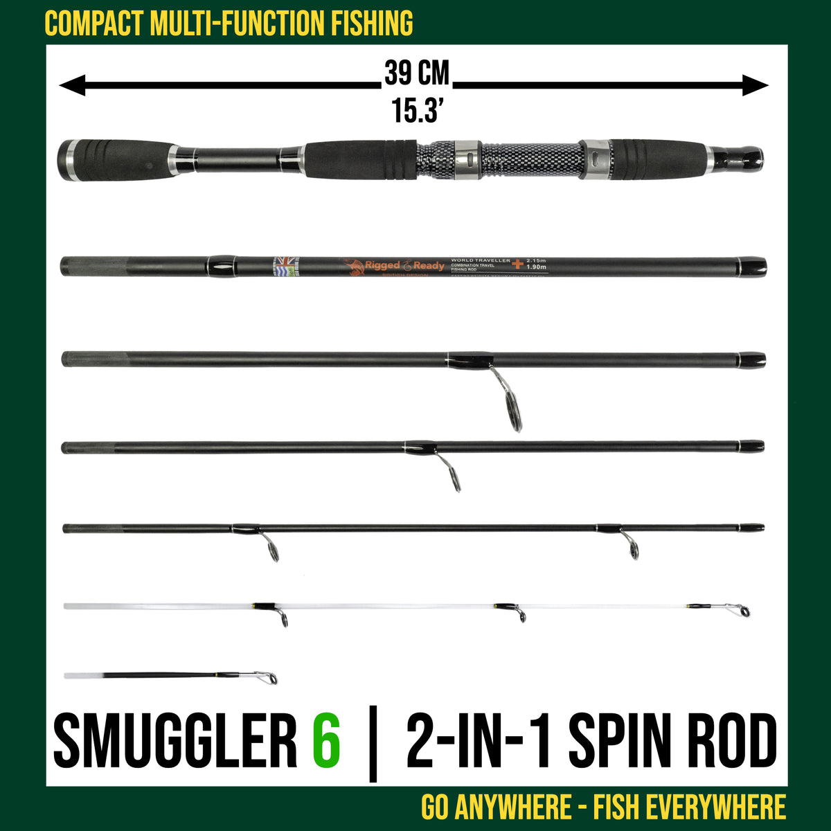 Smuggler 6 Travel Rod & Case +2 tips. 215+190cm Rod Options