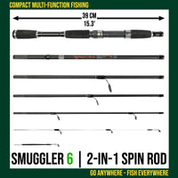 Smuggler 6 Travel Rod & Case +2 tips. 215+190cm Rod Options