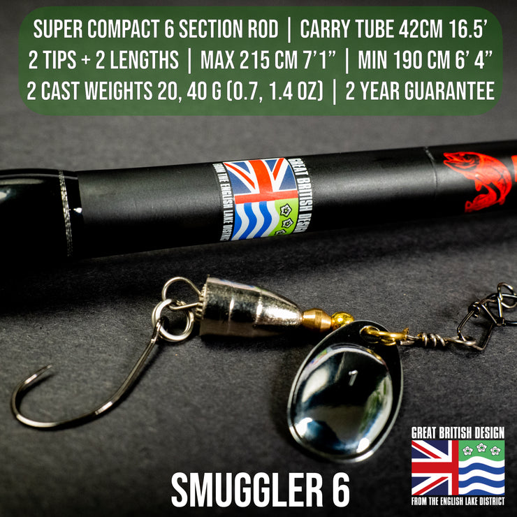 Smuggler 6 Travel Rod & Case +2 tips. 215+190cm Rod Options