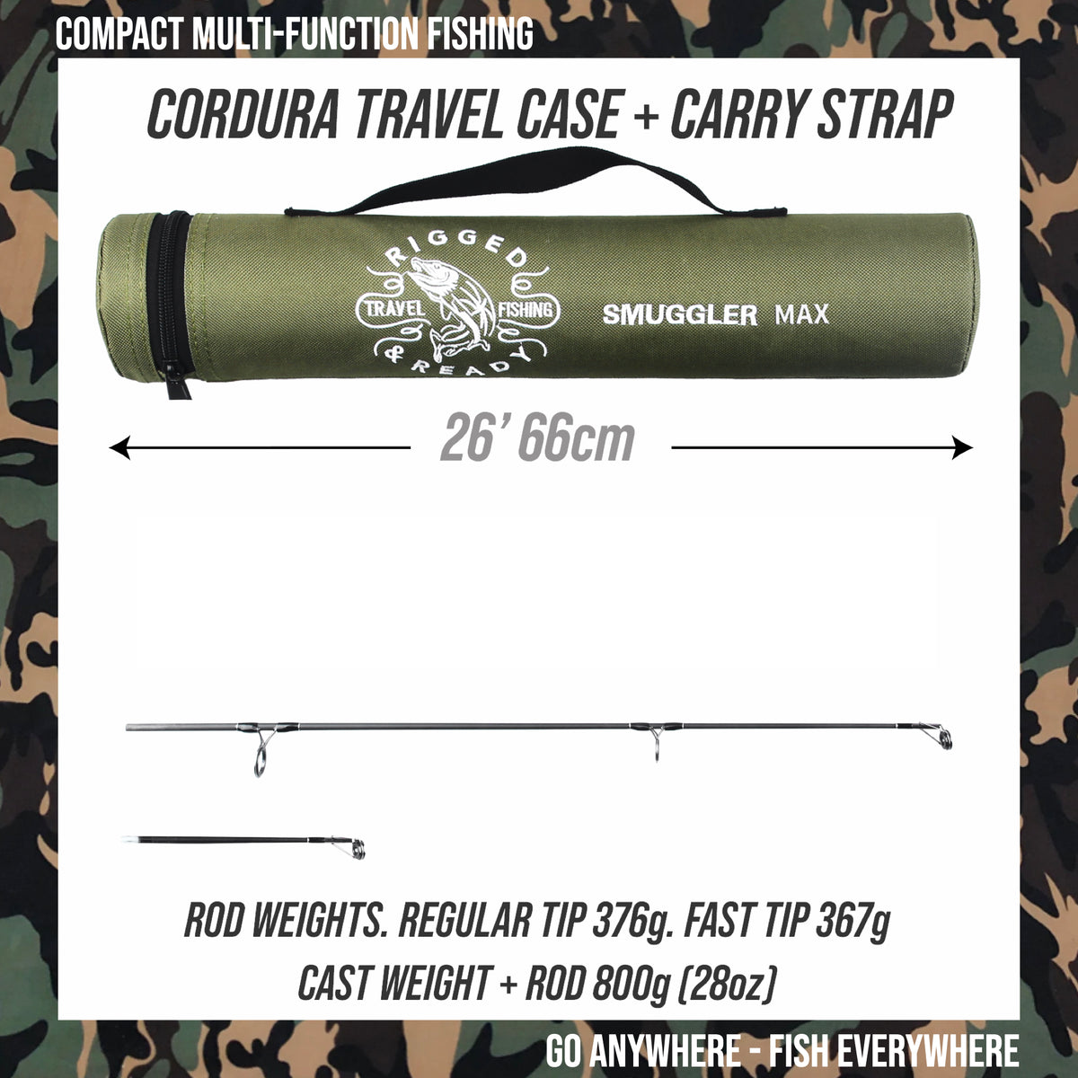 S Max. Big Fish Powerful Predator-Carp-Surf Travel Fishing Rod + 2 tips 3.6+3.2m  11’ 10”+10’ 7”