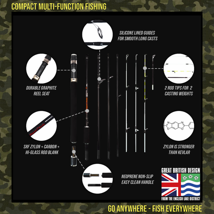 X5 Adventure. Fishing Rod. 5 Spin-Bait-Fly Fishing Options