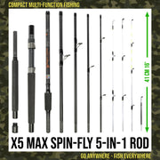 X5 Max 9 Rod Options-1 Compact Travel Fishing Set + 4 tips