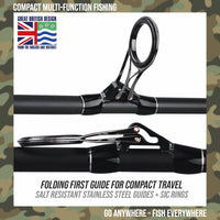 S Max. Big Fish Powerful Predator-Carp-Surf Travel Fishing Rod + 2 tips 3.6+3.2m  11’ 10”+10’ 7”