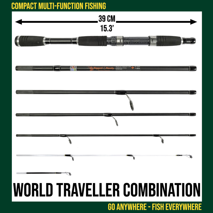 World Traveller Rod-Reel-Case + 2 tips 215+190cm Rod Options