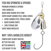 9 Small Premium Spinners Set Fish Rig 100% Barbless