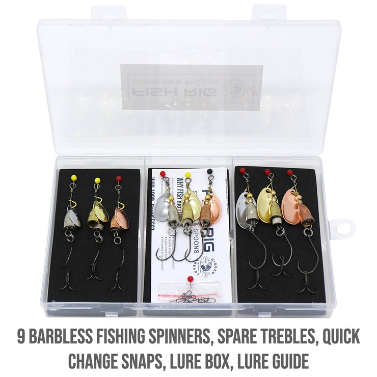 9 Small Premium Spinners Set Fish Rig 100% Barbless – Rigged and Ready