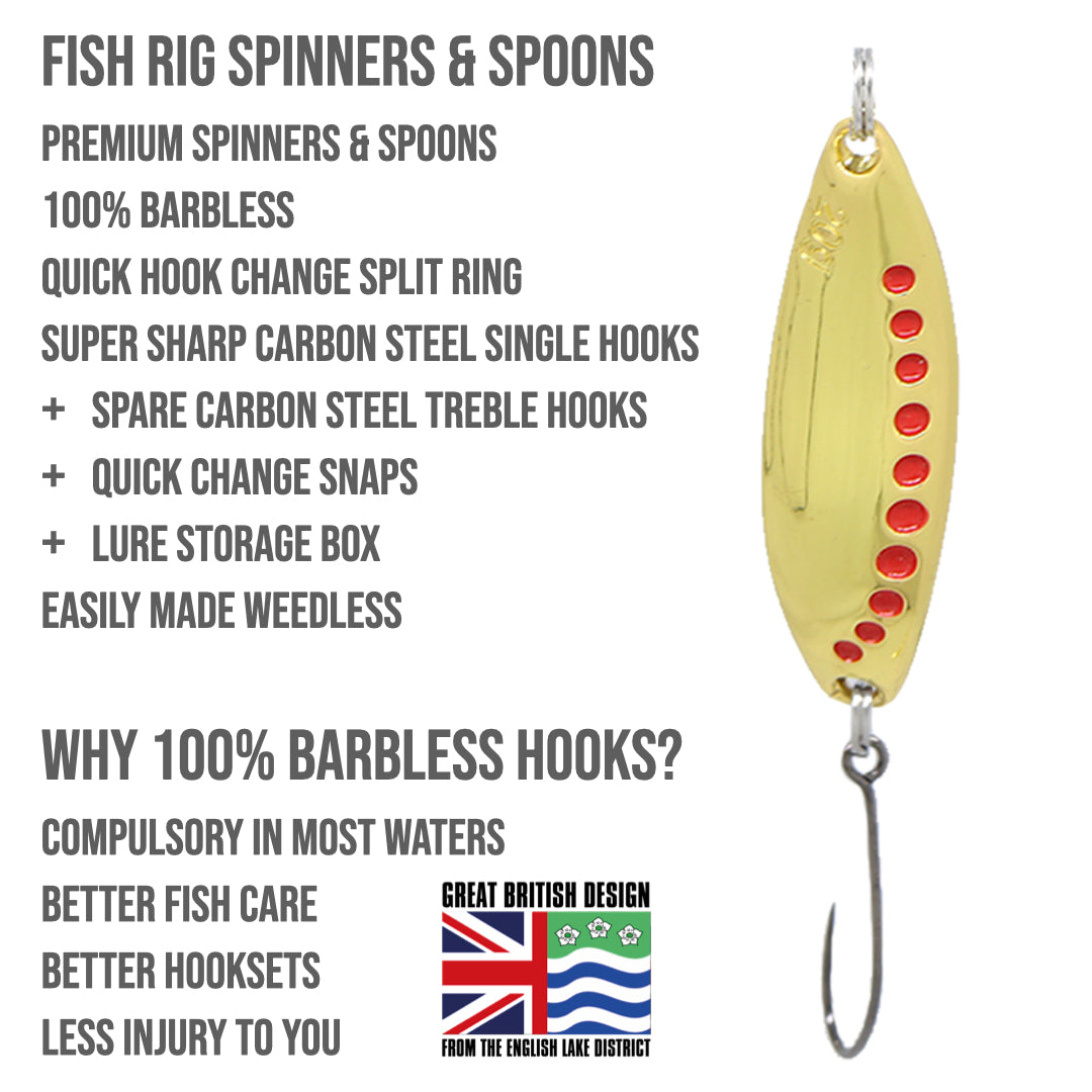 Fish Rig Barbless Spoons 12 Large Premium Fishing Spoons Set Fish Rig 100% Barbless