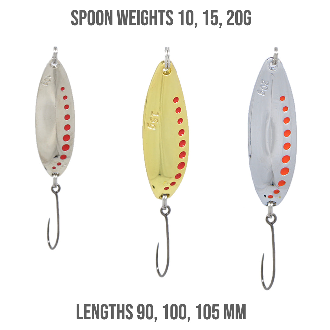 Fish Rig Barbless Spoons 12 Large Premium Fishing Spoons Set Fish Rig 100% Barbless
