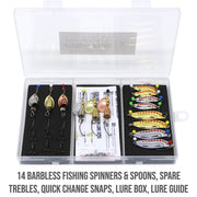 14 Small Premium Spinners & Spoons Set Fish Rig 100% Barbless